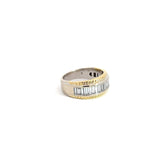 14k Two Tone 1.50ct E VS2 Channel Set Baguette Diamond with Braided Edges Ring 7.60 gram 9mm Ring